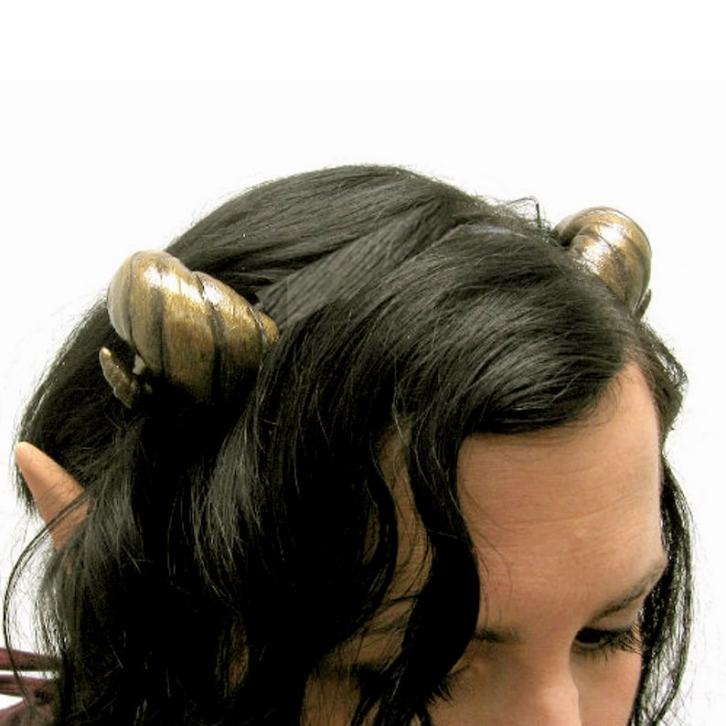 Ram horns costume headband steampunk cosplay for satyr, goat, faun, pagan, fairy etc. Small, realistic lightweight by The Elfin Forest image 2