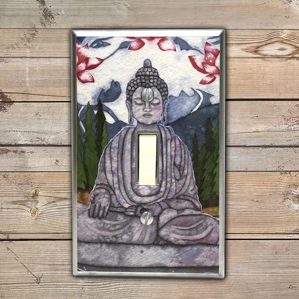 Buddha light switch plate cover spiritual, peaceful, meditation or yoga room decor. Great vibes. Zen gift for yogi