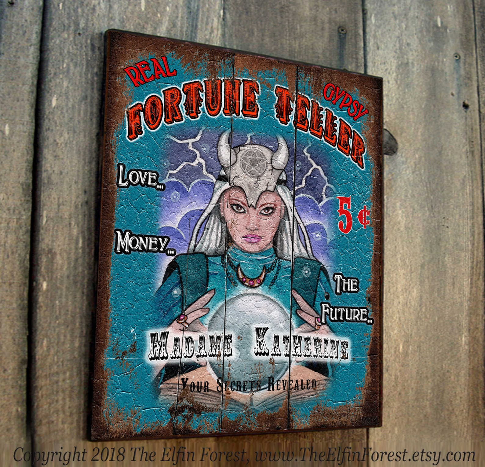 Fortune teller wood sign gypsy psychic custom name for outdoor Etsy