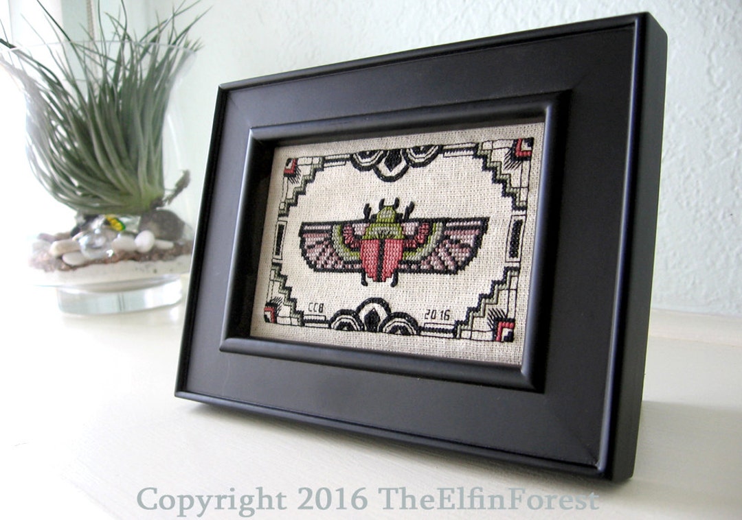 Art Deco Cross Stitch Pattern Scarab Instant Download PDF Beetle - Etsy