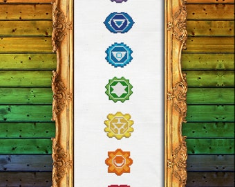 Chakra Cross Stitch Patroon Gemakkelijk borduren voor yoga en meditatie Instant Download PDF spiritueel