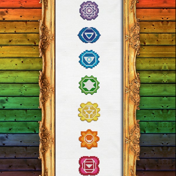 Chakra Cross Stitch Pattern Easy needlepoint for yoga and meditation Instant Download PDF spiritual