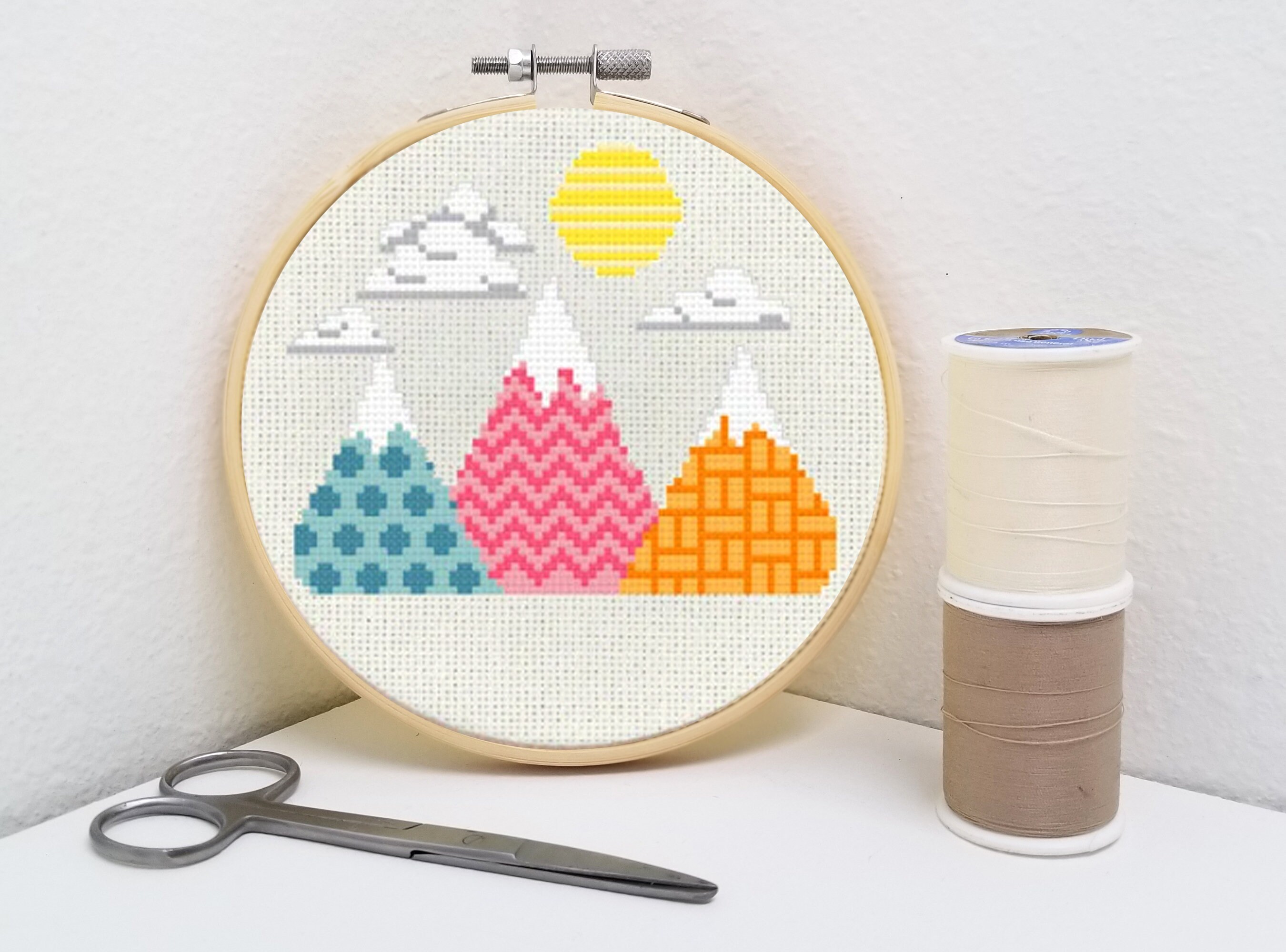 Mountain Cross Stitch Pattern Modern Geometric Easy Small - Etsy Israel