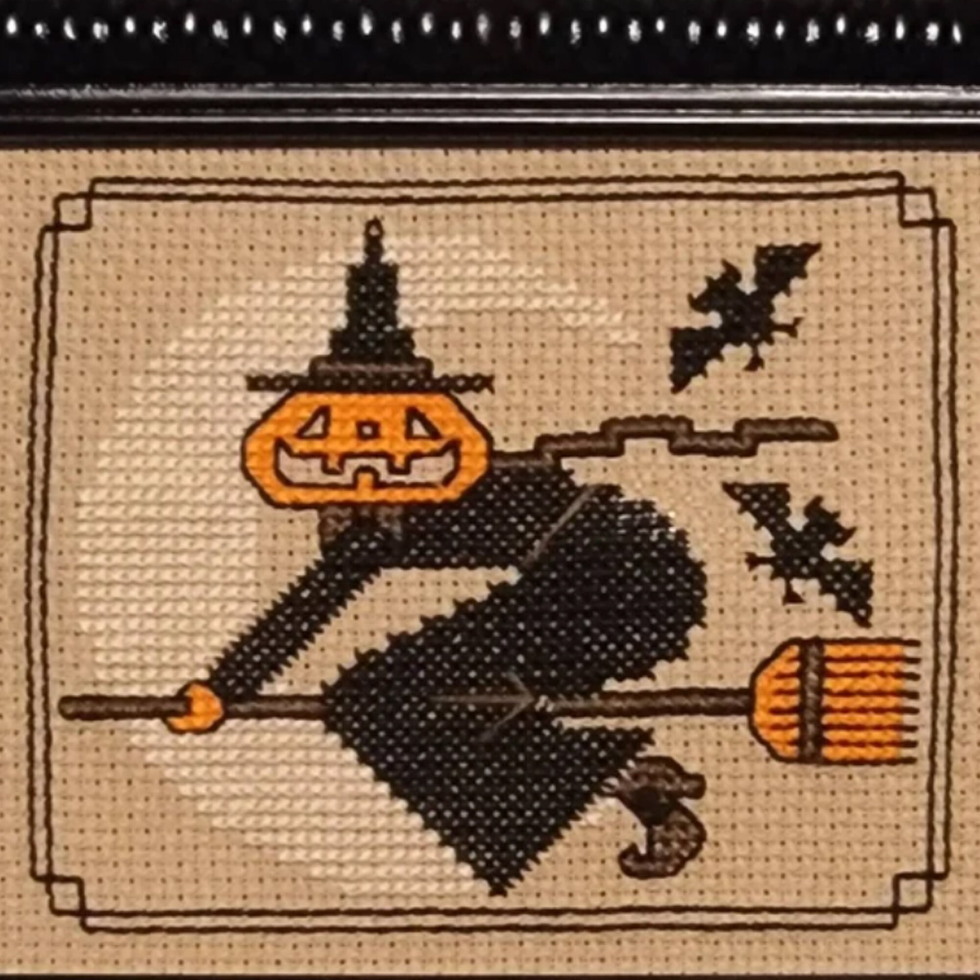 Primitive Halloween Cross Stitch Pattern Jack 'o Lantern, Pumpkin Head ...