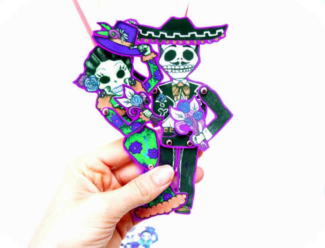 Day of the Dead ornaments printable DIY paper dolls Mexican Etsy