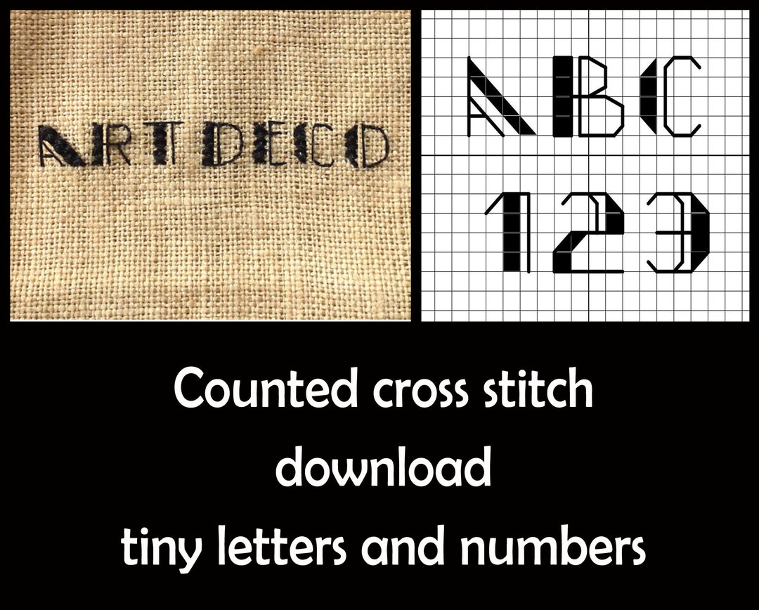 Art Deco Alphabet Cross Stitch Font Pattern Small Embroidery Back