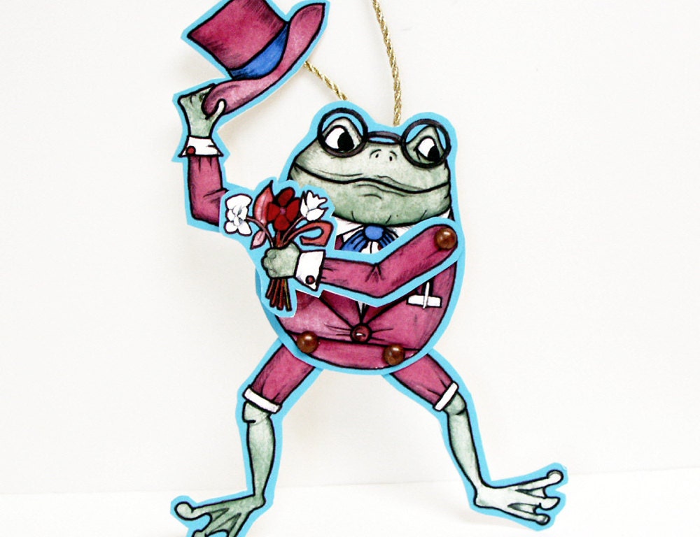 Frog paper doll articulated printable Christmas ornament | Etsy