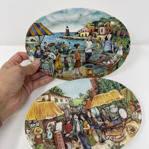 Vintage Italian Ceramic Plate | Effetti d’Arte Brunelli Fish Market Scene