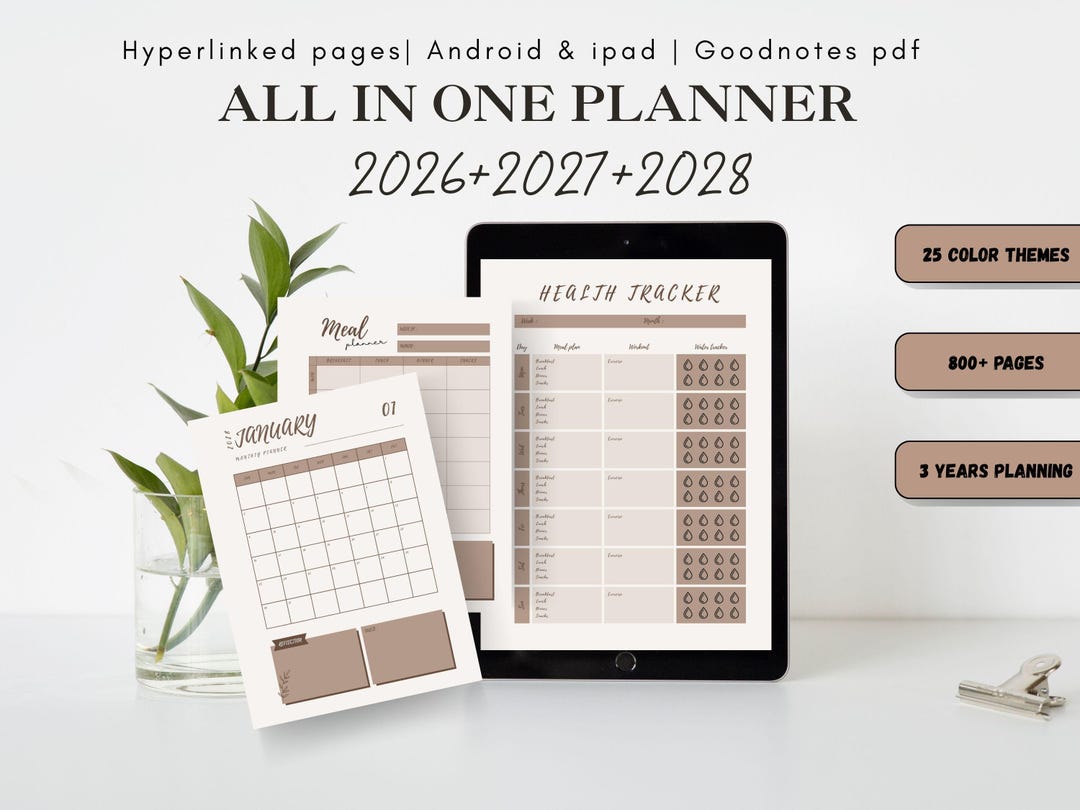 All-in-one Digital Planner 2026, 2027, 2028, Undated Planner, Goodnotes ...