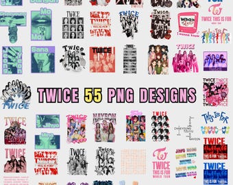 55 Twice PNG Bundle , Kpop Fan art PNG Designs (Digital Download )