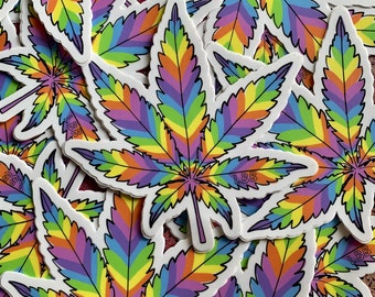 Le BayBay Rainbow 420 Weed Leaf Sticker
