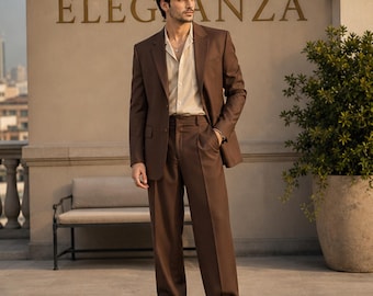 Men Brown 2 Piece Suit, Chocolate Brown Tailored Suit, Classic  Style Formal Suit, Elegant Wedding Suit for Men, ELEGANZA Luxury Menswear