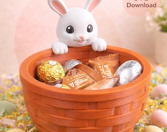 Easter Bunny Basket STL | Egg Holder Decor | Spring 3D Print File