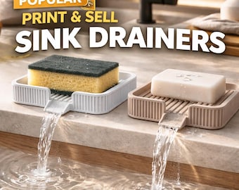 Sponge and Soap Holder STL | Kitchen Sink Caddy Organizer / Holder / Stand for Dishwashing Area & Countertop | Home Kitchen 3D Print File