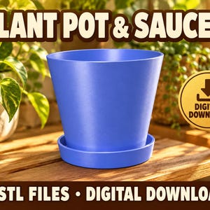 Minimalist Plant Pot & Saucer STL Set | Simple Round Planter | Digital 3D Printer Files