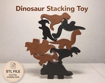 Dinosaur Stacking Game STL | Balance Toy for Kids, Family Game Night and Classroom Play | Kids & Classroom 3D Print File
