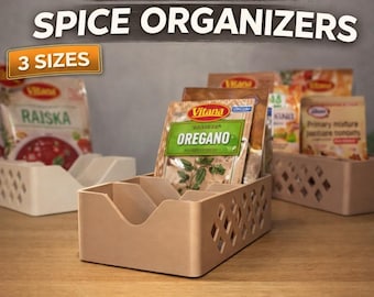 Spice Rack STL | Kitchen Spice Rack Organizer for Pantry Shelves, Countertop & Cabinet Storage | Home Kitchen 3D Print File