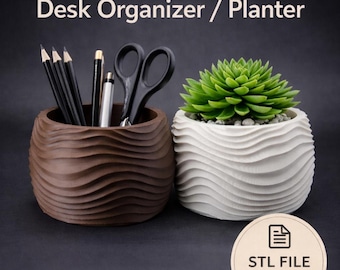 Wavy Planter Pot STL | Ripple Bowl Holder for Succulents, Keys & Entryway Decor | Minimalist Home 3D Print File
