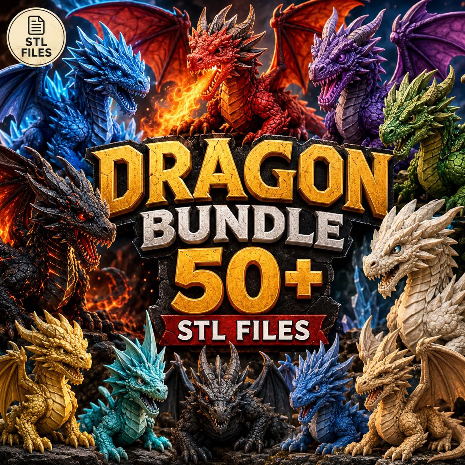 50+ Dragon STL Files Bundle | Articulated Flexi Dragon | Dragon Egg ...