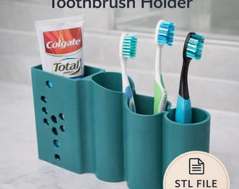 Toothbrush Holder STL | Travel Toothbrush Organizer Stand for Shared Bathroom, Sleepovers and Vacation | Family, Dorm & Guest Bath 3D Print