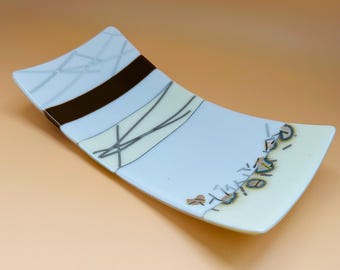 Ivory Silver Glass Tray