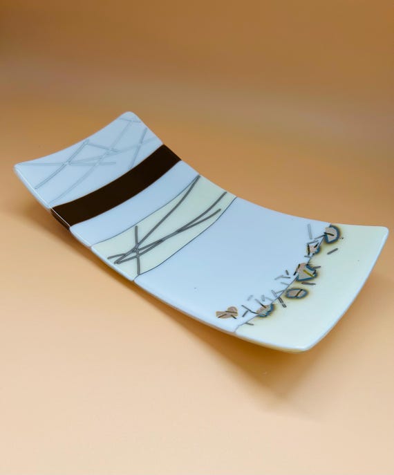 Ivory Silver Glass Tray