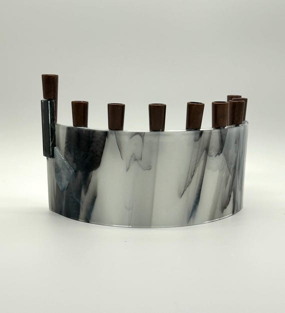 Marbled Glass Menorah (1)
