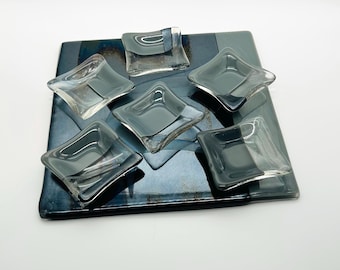 Silver Swirl Glass Seder Plate