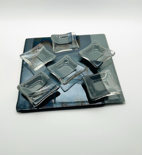 Silver Swirl Glass Seder Plate