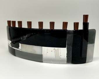 Black & White Glass Menorah