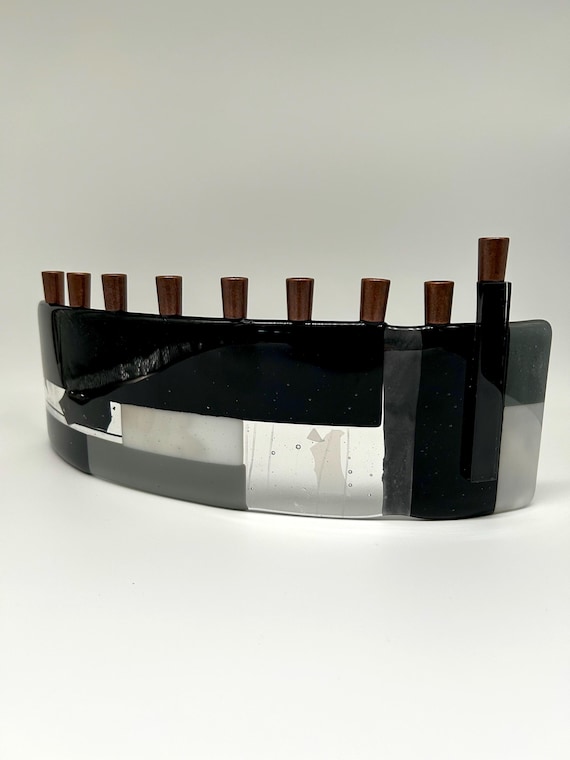 Black & White Glass Menorah