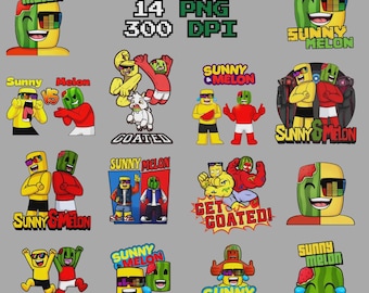 Pacote com 14 imagens PNG de Sunny e Melon - Arte digital de fã da divertida Youtuber Sunny Melon