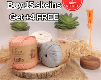 Fibra Natura Raffia Paper Yarn 40g – Lightweight Yarn for Crochet Bags, Hats & Home Decor | Ships from USA