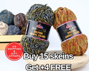 Himalaya Animal Colors, Super Bulky Chenille Yarn, Plush Amigurumi Yarn, Animal Print Yarn, Baby Yarn, Crochet Knitting Yarn, US Shipper
