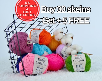 YarnArt Baby Cotton Yarn - Soft Cotton Acrylic Blend for Amigurumi, Crochet & Knitting - 50g Sport Weight Yarn - US Shipper