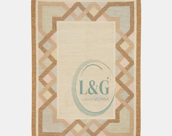 Handwoven Wool Geometric Area Rug, Neutral Scandinavian Boho Carpet