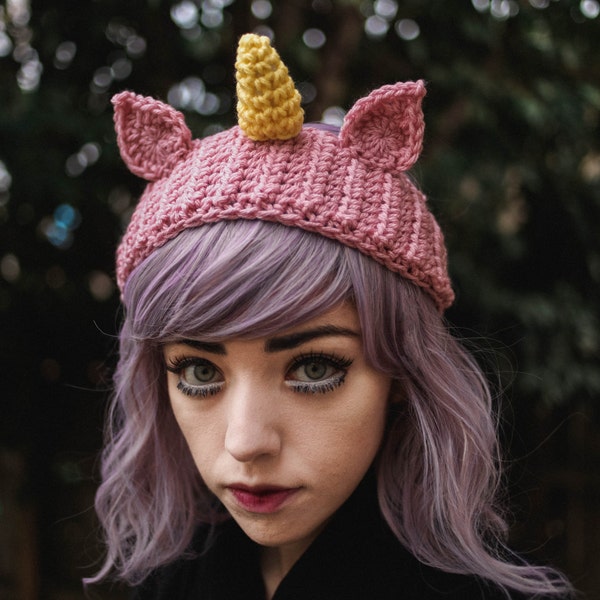 Ikkakujū - Handmade Crochet Unicorn Headband Unicorn Horn Ear Warmer