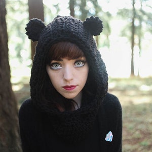 Cozy hooded cowl with animal ears on top