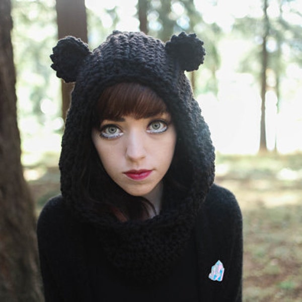 Capucha - Handmade Crochet Hooded Cowl Bear Ears Hooded Scarf Hoodie