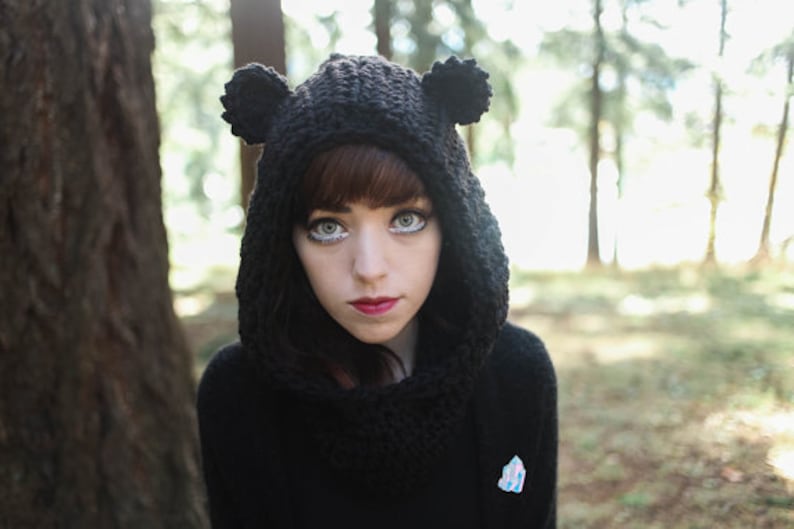 Cozy hooded cowl with animal ears on top