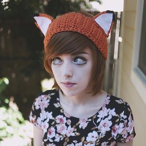 Kitsune - Handmade Crochet Fox Ears Headband Ear Warmer Fox Headband Animal Ears