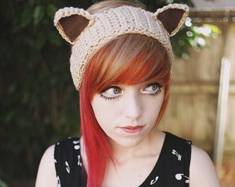 Neko - Handmade Crochet Kitty Ears Headband Crochet Cat Ear Warmer Cat Ears