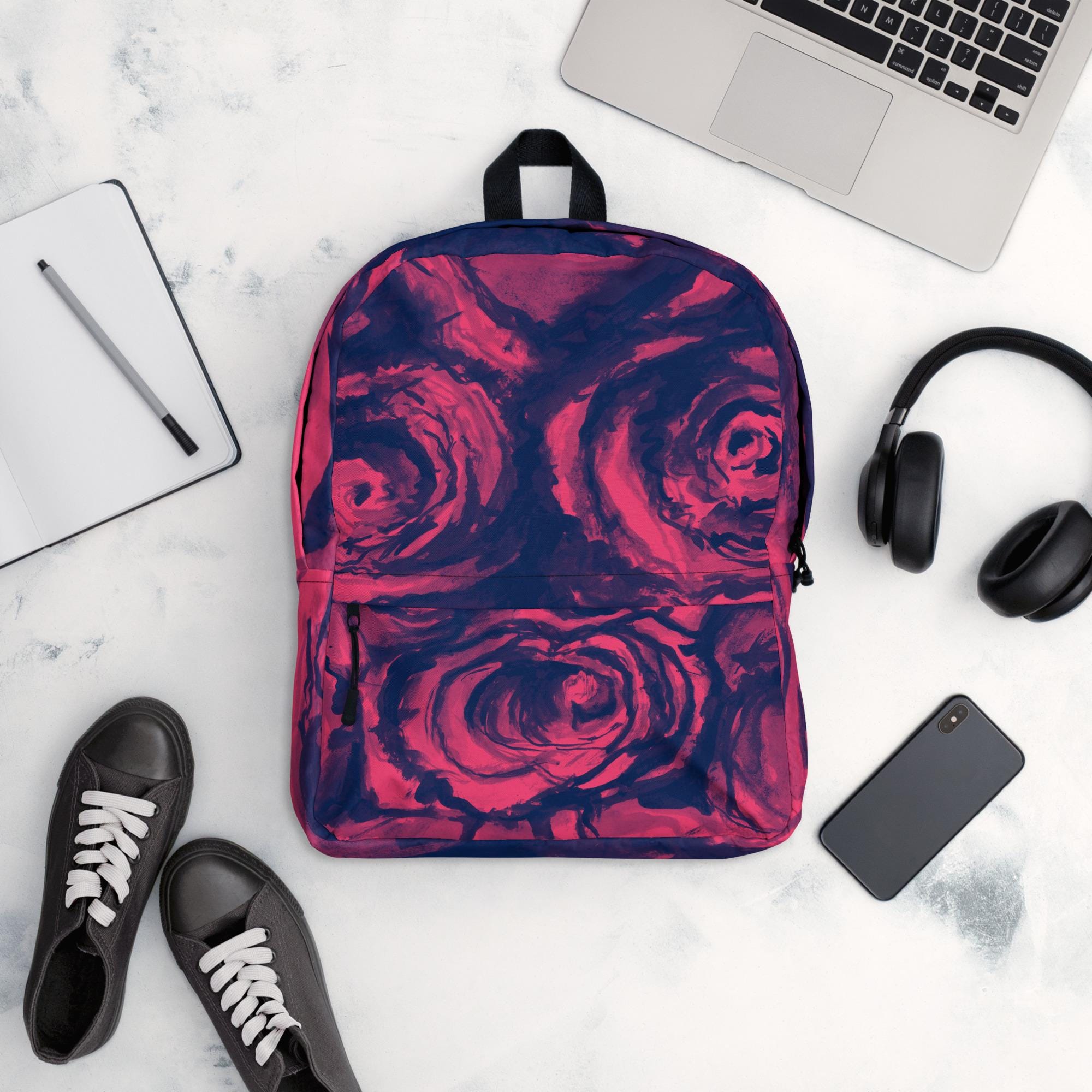 Roses Rucksack Laptop Backpack With Rose Print | Aesthetic Boho Rucksack | Wildflower ...