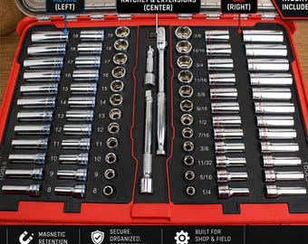 ICON 3/8" SAE Metric Socket Ratchet & Extension Packout Insert | Milwaukee Packout Organizer | 3D Printed Tool Tray | Toolbox Storage Holder