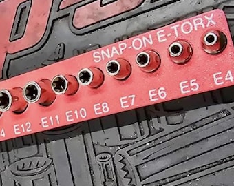 Uchwyt na nasadki TORX Snapon E4-E24 | Magnetyczny organizer do szuflady na narzędzia | Tacka na nasadki Gridfinity | Przechowywanie zestawu nasadek TORX Snapon