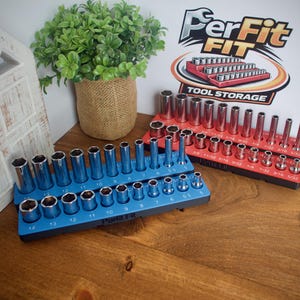 ICON 1/4" Magnetic Socket Organizer | Gridfinity Tool Holder | SAE & Metric Tray | 3D Printed | Mechanic Automotive Garage Toolbox Storage