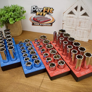 ICON 1/2" Magnetischer Sockel Organizer | Gridfinity Werkzeughalter | SAE & Metric Tablett | 3D Gedruckt | Mechaniker Werkstatt Toolbox Aufbewahrung