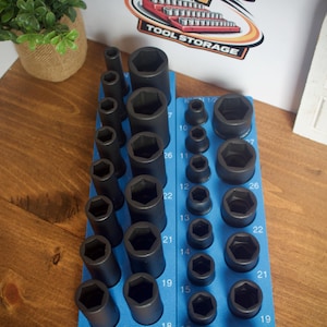Magnetyczny organizer na nasadki udarowe ICON 1/2" | Uchwyt na narzędzia Gridfinity | Tacka SAE i metryczna | Druk 3D | Przechowywanie w skrzynce narzędziowej w garażu mechanika zdjęcie 2