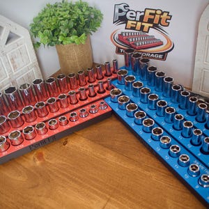 ICON 3/8インチ マグネット式ソケットオーガナイザー | Gridfinity ツールホルダー | SAE & メトリックトレイ | 3Dプリント | メカニックガレージツールボックス収納