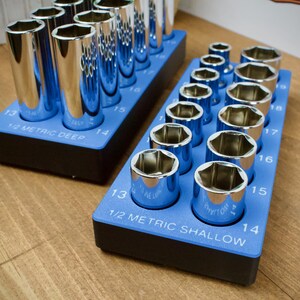 ICON 1/2" Magnetic Socket Organizer | Gridfinity Tool Holder | SAE & Metric Tray | 3D Printed | Mechanic Garage Toolbox Storage image 8